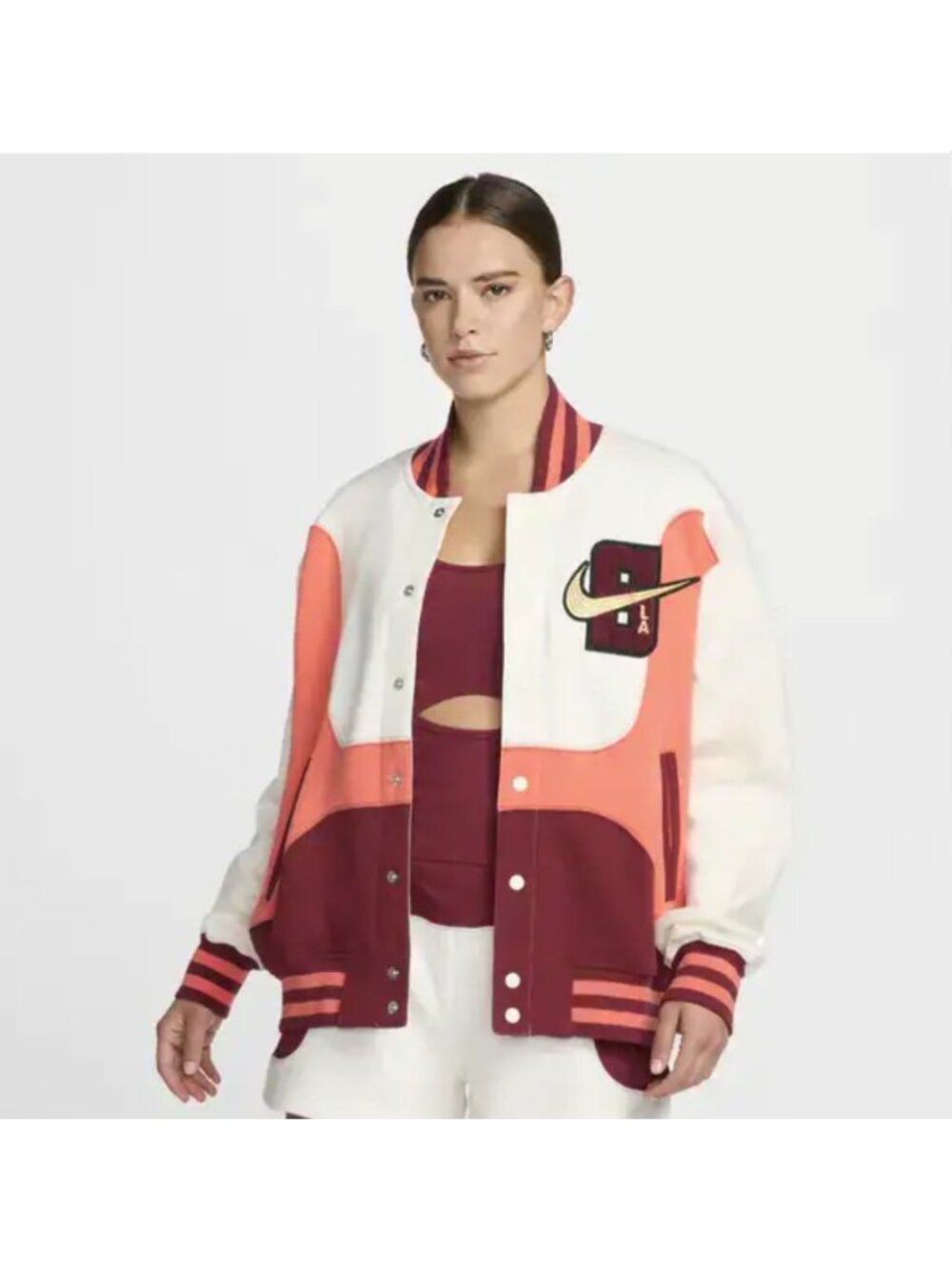 Nike Serena Williams Design Crew Oversized Bomber Jacket FN2271-133 Women’s Sz M